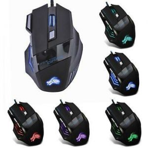 Double Y מוצרי אלקטרוניקה וגיימינג    5500DPI LED Optical USB Wired Gaming Mouse 7 Buttons Gamer Computer Mice Black