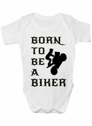    Born To Be A Biker Motorbike Babygrow Vest Baby Clothing Funny Gift