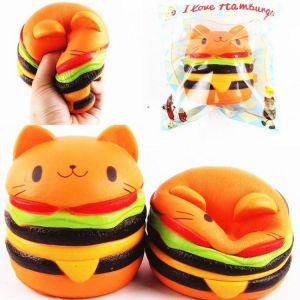 Double Y צעצועים, תחביבים ופנאי Sanqi Elan Squishy Cat Burger 11*10CM Slow Rising Soft Animal Collection Gift Decor Toy Original Packaging